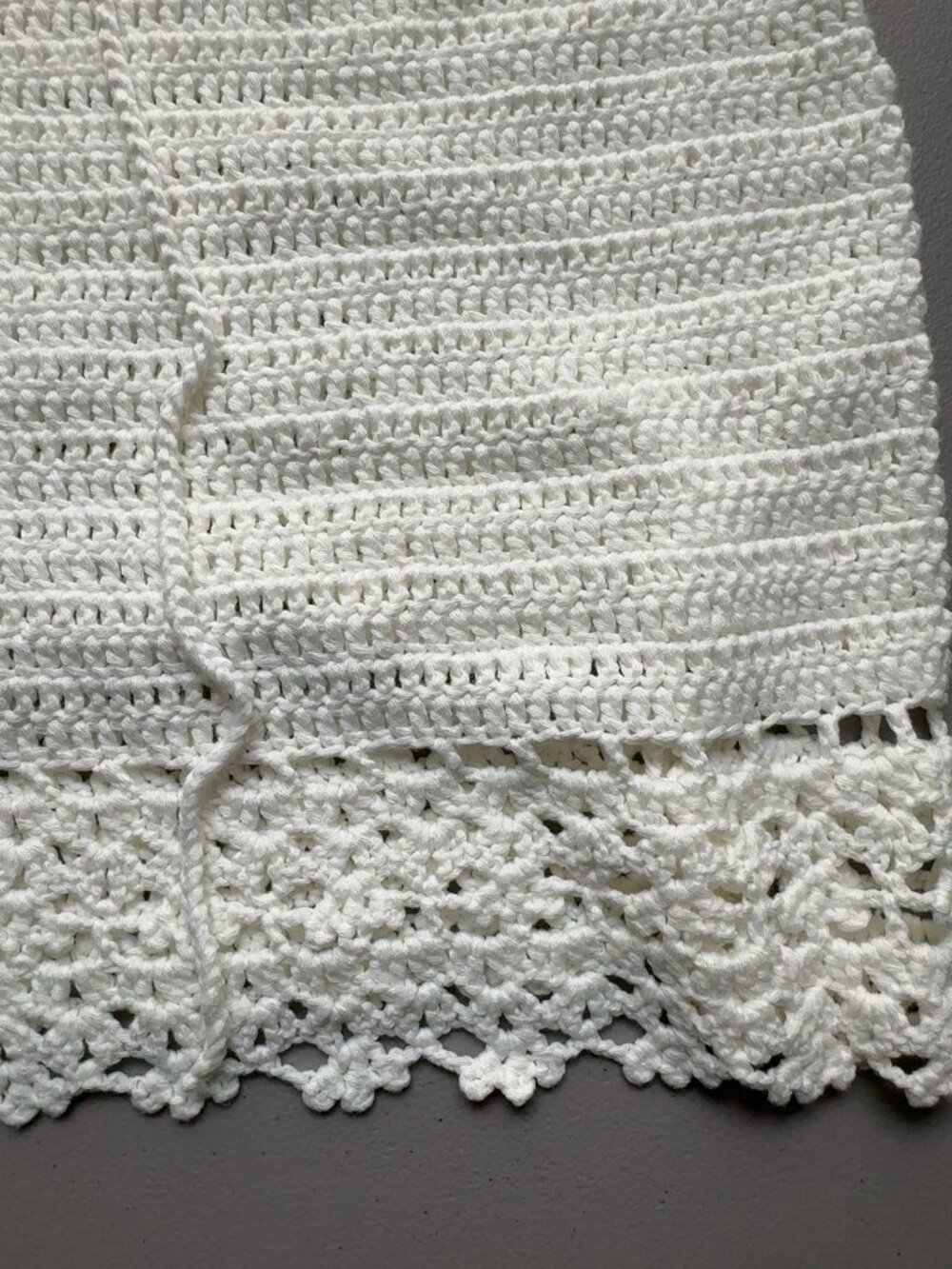 More To Come White Crochet Drawstring Waist Lace Hem Mini Skirt Size S - Picture 7 of 7